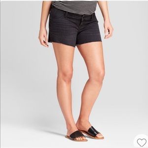 Isabel Maternity Black Jean Midi Shorts